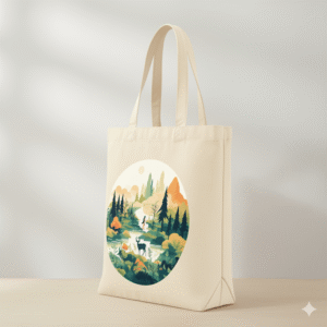 riverside retreat tote bag eco friendly canvas tote with serene nature design