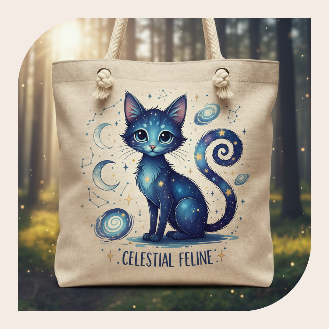 celestial cat tote – mystical & youthful