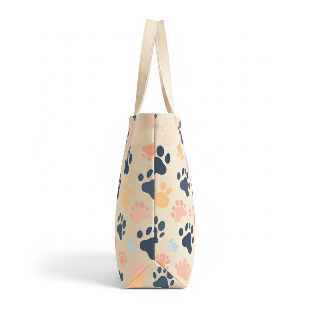 happy paw tote bag – cute pet print cotton canvas bag for everyday use, shopping & gifts